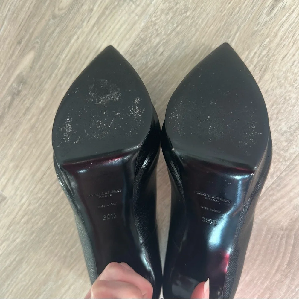 Saint Laurent black leather pointed toe high heels - Picture 5 of 8